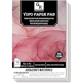 GR DZPLUS Yupo Paper 10 Yaprak, Alkol Bazlı M&uuml;rekkep i&ccedil;in Ağır Beyaz Kağıt | 10 in&ccedil; x 7 in&ccedil; | 250 GSM