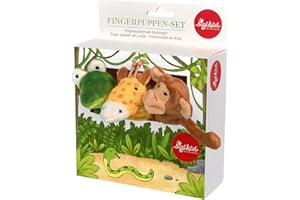 SIGIKID 42493 Fingerpuppen-Set Dschungel My Little Theatre Mädchen und Jungen Babyspielzeug empfohlen ab 6 Monaten braun/grün/orange