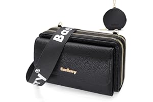 HNOOM Handytasche zum Umhängen Kleine Handy Umhängetasche Damen PU Leder mit Geldbörse Crossbody Schultertasche mit Kartenfächer, Verstellbarem Schultergurt (Schwarz)