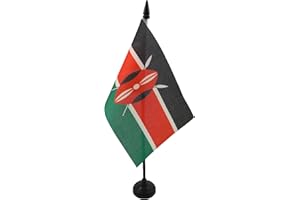 AZ FLAG - Kenya Table Flag 4'' x 6'' - Kenyan Office Mini Banner 100% Polyester 15 x 10 cm - Mini Desk Flag with 10'' Pole and Black Plastic Base