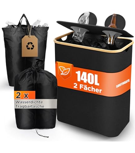 Miaglury 100L Pfandflaschen-Sammler Mit Deckel - Grauer Aufbewahrungsbehälter