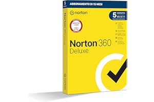 NORTONLIFELOCK Norton 360 Deluxe 2025, Antivirus 5 dispositivi, 15 mesi, prodotto fisico