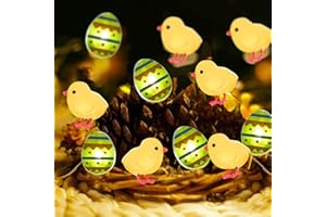 Eledreme lichterkette ostern 20 led osterdeko für draußen, warmweiß osterküken lichterkette außen batterie, ostern deko lichterkette innen batterie für Ostern Festival Party garten