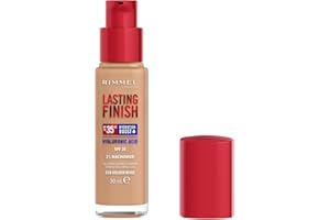 Rimmel London Lasting Finish 35H, 210 Golden Beige, fondotinta, lunga tenuta, idratante, formula vegana, alta coprenza, 30ml