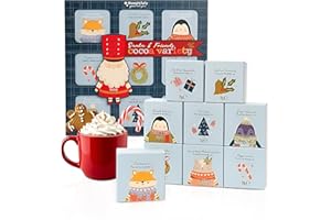 Topline Hot Chocolate Gift Set – Christmas-Themed Design 9-Assorted Flavors Hot Chocolate Box – Christmas Eve Stocking Fillers for Kids, Mum, Friends – Gift Box Hampers for Festive Gifting