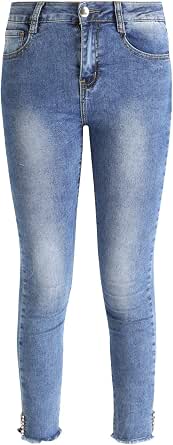 FARFALLINA Jeans sfrangiati sotto con Strass Donna Blu Cotone : Amazon.it:  Abbigliamento