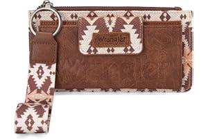 MONTANA WEST Wrangler Wallet Purse for Women Aztec Clutch Wristlet Wallet with Boho Credit Card Holder, Angel Artist-Roman Coffee, One Size, Western