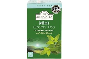 ‎AHMAD TEA Ahmad Tea Green Mint - Grüner Tee mit Minze - Einzeln Verpackte, Aromaversiegelte Teebeutel mit 2g Tee pro Portion - 20 Teebeutel mit Band