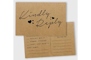 Inkdotpot RSVP Postcards (Set Of 50) 4"X6" Blank With Mailing Side,RSVP Reply Response Cards For Wedding Rustic Kraft Script Style Print Return Cards