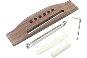 Unxuey Adjustable 6 String Rosewood Bridge Insert Set Acoustic Guitar Saddle Nut Parts Replacement