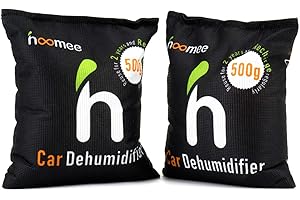 HOOMEE Sacchetto Deumidificatore Auto in Gel di Silice + 1 Tappetino Antiscivolo - Assorbi Odori e Assorbi Umidità per Armadio, Bagno, Cucina- Previene Muffa e Cattivi Odori – 2 pz da 500 gr