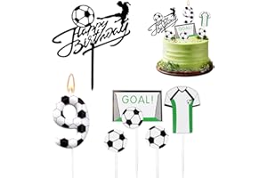 VERLUKY Geburtstagskerzen Zahlen 9,Fussball Deko Geburtstag Kinder,9 Geburtstag Junge Kuchendeko,Kuchen Deko Fußball,Fussball Geburtstagdeko