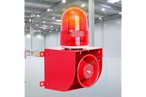 YJINGRUI 120dB Sirena Alarma por Sonido y Luz 25W Alarma Estroboscópica Intermitente Impermeable para Puerto Industria Fábrica Nivel de Protección IP54 (220V)