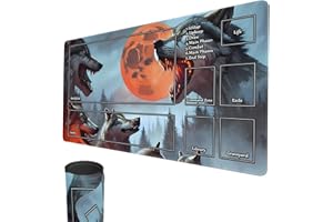 SMATCAMP Spielmatte für MTG, 24" x 14" TCG Spielmatten, genähte Kanten, Glatte Gummioberfläche, Kampfbrettspiel, MTG-Spielmatte mit Zonen (Wolf)