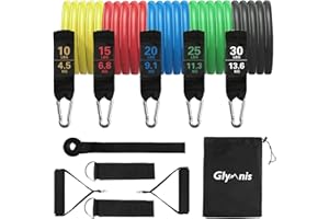 Glymnis Élastique Fitness Bandes élastiques Fitness Set de Bandes de Résistance 5 Bandes élastiques Résistance à 100LB en TPE avec Manuel d'Opération Convient Entraînement à la Maison