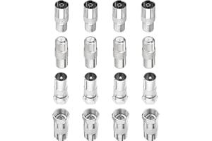 SHIFAKA 16 STK TV Luftadapter,SAT Antenne Adapter,F männliche/weibliche Koaxialkabel Verbinder, Sat Adapter Set F-stecker zum Antennenkabel f-Kupplung,F Stecker Verbinder auf Koax-Stecker für Satellitenkabel