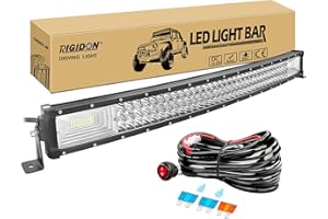 RIGIDON 32 Pollici 80cm 405W Magro Curva Barra Led Fuoristrada Con 12V Cablaggio Kit, Barra Luce Led, Luci di Lavoro Per Auto Camion SUV UTE ATV Barca 4x4 Veicoli Offroad, Impermeabile 6000K Bianca