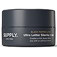 SUPPLY Ultra Lather Shaving Cream Black Pepper & Fig - Hypoallergenic Formula for Men - 3.4 Oz Jar - Naturally Soothes and Protects, Guards Against Razor Burn and Irritation