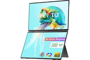 UPERFECT Delta 15.6" Dual Monitor Portable Monitor for Laptop Screen Extender 1080P HDR 360° Folding Stacked Triple Monitor with Stand for Laptop PC Phone Game Console (No Driver Needed)