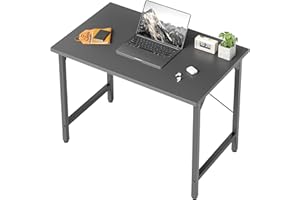 BEXEVUE Desk, 80 x 40 cm Small Computer Desk, Office Table for Study Room, Industrial Design, Metal Frame, Wooden PC Desk for Home Office, Black