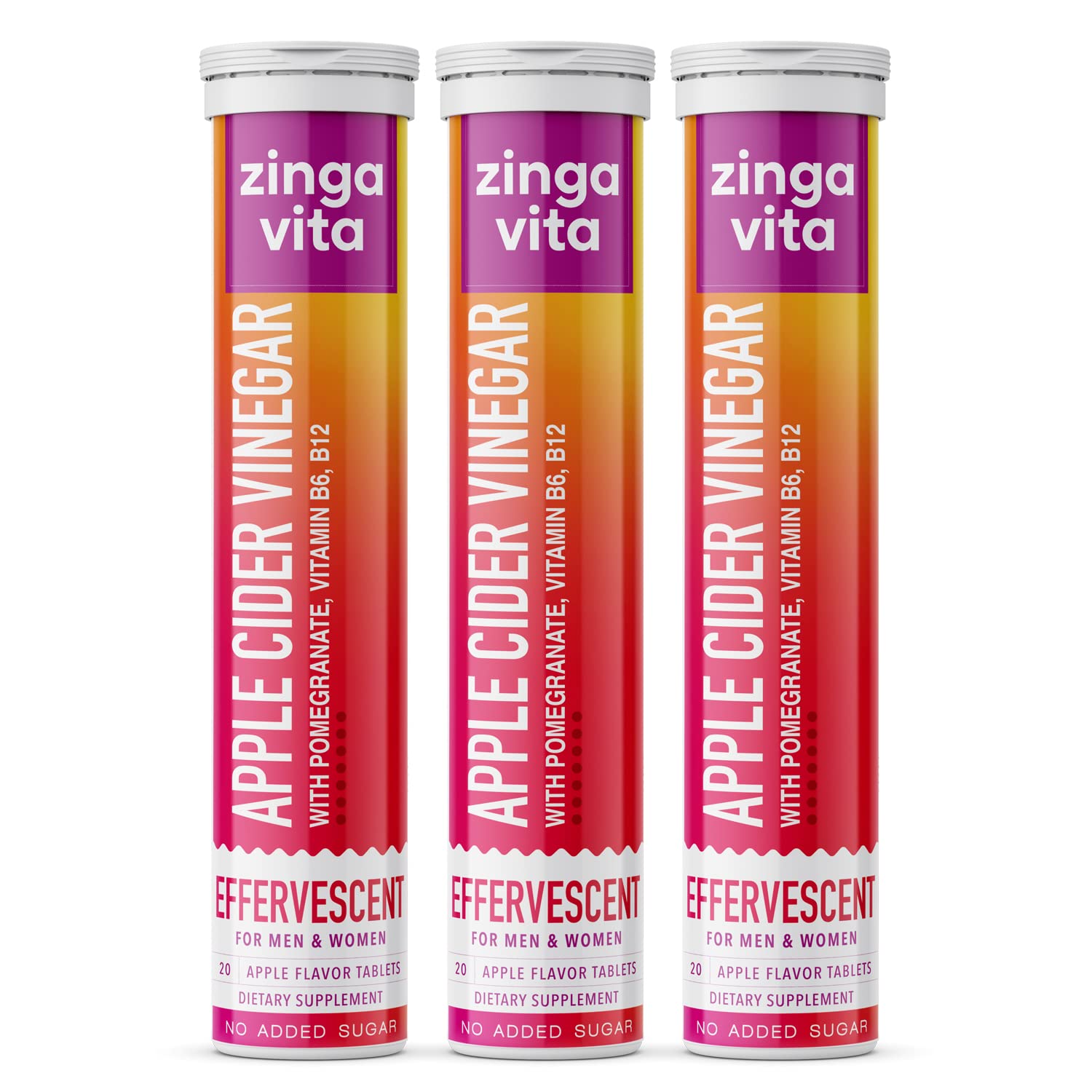 Zingavita Apple Cider Vinegar with The Mother Effervescent Tablets (Pack of 60 Count) | Apple Flavour | With 500 mg ACV, Vita