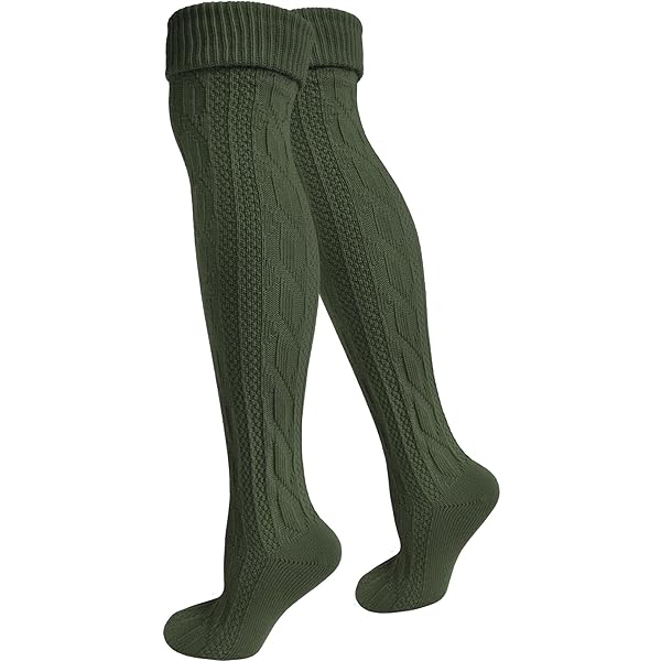 Trachtensocken Unisex - Kniehoch Mit Zopfmuster Natur