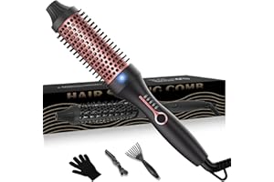 UMIGA Thermal Brush 38mm, Infrared Curling Brush, Ceramic Thermal Brushes for Hair, Thermal Round Brushes with 5 Temperatures 120-200℃, Volumize Comb Curler Styling Tool Dual Voltage