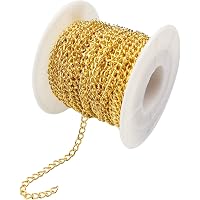 Chaîne Plaquée Or 33 Pieds - Avec Fermoirs Et Anneaux - Pour Création Bijoux DIY