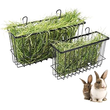 Acsist Konijnenhooivoeder met kattenbak, houten voedselvoederrek, haas, voerbak, cavia, hooihouder, toilet, kooi-accessoires voor konijnen, chinchilla, cavia-hamster