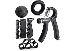 Amazon Basics Grip Strength Trainer Forearm Strengthener 5-Piece Kit, Black