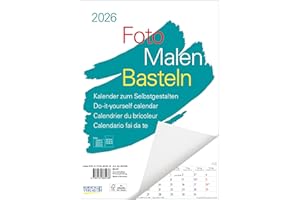 Foto-Malen-Basteln A4 weiß Notice 2026: Fotokalender zum Selbstgestalten. Do-it-yourself Kalender mit festem Fotokarton und Platz für Geburtstage/Notizen.