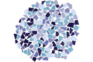 Artibetter Gebrochen Mosaik Fliesen Mosaikfliesen Keramik Unregelmäßig Mosaikstein Bunt Mosaikstücke für DIY Basteln Wand Blumentopf Vasen Bilderrahmen Spiegel Deko 200g Blau Gemischte Mosaik