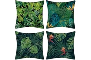 JOTOM Cushion Covers Decorative Outdoor Throw Pillow Case Sofa Car Pillowcase for Home Bed Decor 45 x 45cm,Set of 4 (Green Leaf A)