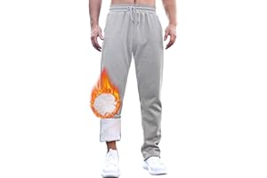 Tolaler Męskie spodnie do biegania, wyściełane, ciepłe i wygodne, spodnie rekreacyjne, regulowane, przytulne, ze sznurkiem i kieszeniami