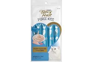 Fancy Feast Puree Kiss Chicken with Tuna Flakes Cat Food, Pack of 4, 40 grams