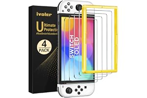 ivoler 4-calowy zestaw szkła hartowanego kompatybilny z Nintendo Switch OLED model 7-calowy 2021, z zestawem montażowym, folią ochronną - szkło 9H - odporne na zarysowania - bez pęcherzyków