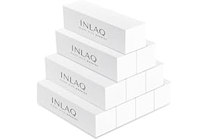 INLAQ® Blok Polerski Pilnik Polerka do Żelu Akrylu i Klasycznej Stylizacji Lakieru do Paznokci Wyrównanie Powierzchni Paznokcia Ziarnistość 240/240 Premium Jakość - 10 Sztuk Biały