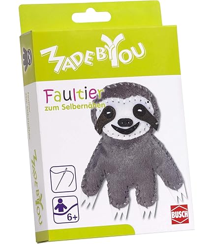 Baker Ross Faultier Näh-Set - 3-teiliges Bastelset Für Kinder Ab 5 Jahren