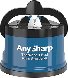 AnySharp Knife Sharpener with PowerGrip, Blue