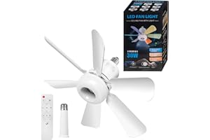 FIBRAVE Ceiling Fan Light, Fan Lights with Remote Control, Stepless Dimmable 30W 1800 Lumens 3000-6500K 3-Color 3-Speed, 16.93'' Small Ceiling Fan with Light for Bedroom, Kitchen, Bathroom(White)