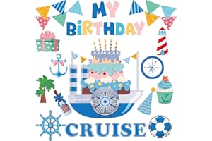 GEYEE 14 Pcs Birthday Car Decorations Cruise Door Decorations Birthday Banners Reflective Magnet Stickers Balloon Cake Box Colorful Birthday Magnets for Car Refrigerator Cruise Door Metal Surface (Cruise)