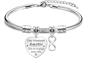 BACAEMO Bracelet d'amitié pour Femmes, Meilleurs amis, Collègues, Cadeaux d'Anniversaire, de Fête, d'adieu, de Départ, Rappel Cadeaux Longue Distance Cadeau