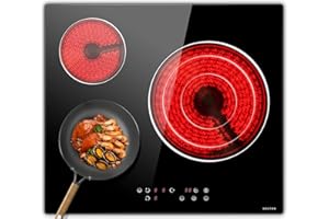 Noxton Piano Cottura 3 Fuochi Elettrico 60cm Costruito in Lucchetto, 5700W, sicurezza Indicatore di Calore Comandi Touch Timer per ferro, Alluminio, Ceramica, Acciaio Inossidabile