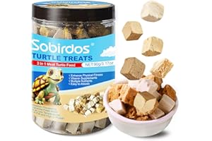 Sobirdos Tortues Collations, Nourriture 3 en 1 pour Tortues de Viande, Faite avec Viande Fraîche, Poulet et Poisson Lyophilisés, Enrichie en Protéines et Vitamines, 90g (S, Poulet)
