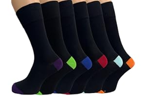 SEVELLO CLOTHING 6 Pairs Mens Diabetic Socks - Cotton Rich Soft Non Elastic Sock for Men - Non Binding Top for Swollen Ankles - Diabetic Socks Mens Size 6-11 UK