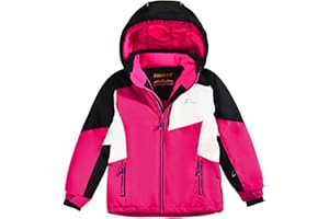SMONTY Fille Veste de Ski Manteau Hiver Imperméable pour Enfant Doudoune 6-16 ans con Capuche pour ski, alpinisme, sports de plein air en hiver