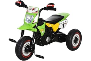 HOMCOM Kids Trike, Toddler Pedal Motorcycle, Kids Ride On Tricycle Early Learning w/Music Lights Handlebar Stickers Exercise Boys Girls Gift for 18-36 Months Green