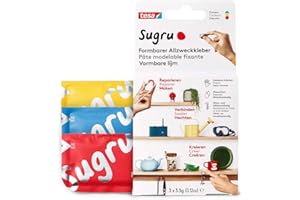 TESA UK tesa 41233-00001-00 Sugru 3 Pack 5g Malleable, Strong All Purpose Adhesive, Red, Blue & Yellow, 3 x 3,5 g