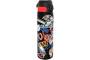 ‎ION8 NFL Edelstahl-Trinkflasche, Auslaufsicher, Einhandöffnung, Sichere Verriegelung, Spülmaschinenfest, Tragegriff, Langlebig, Ideal für Sport