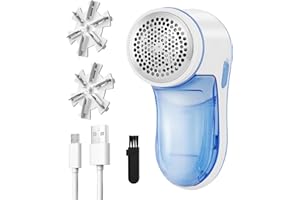 DONGQI Levapelucchi Elettrico, Rasoio Elimina Pelucchi Potente ed Efficace per abiti e tessuti, Togliere Pelucchi Portatile con Ricarica USB con 2 Lame di Ricambio per Vestiti, Maglioni, Mobili, Lana